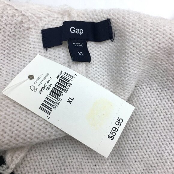 NEW Gap Women's Black and Ivory Cardigan Sweater Open Front 3/4 Sleeves XL - Picture 6 of 10